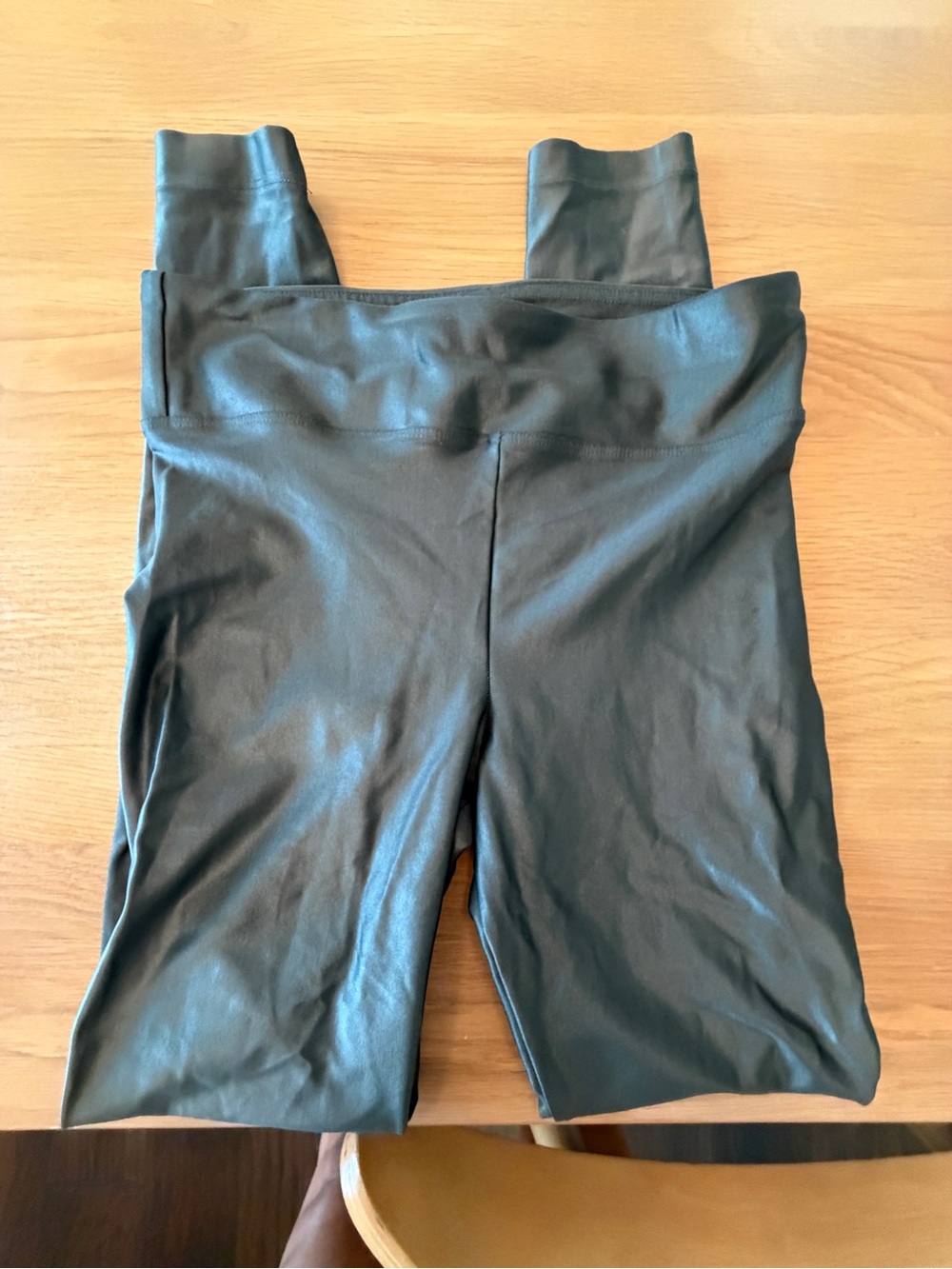 Koral Black Faux Leather High-Rise Leggings with Wide Waistband